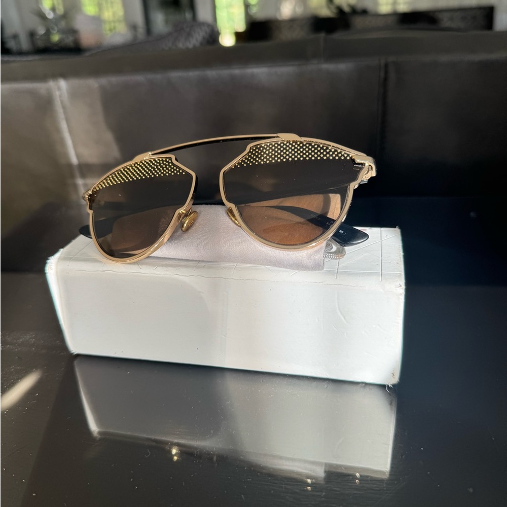 Dior Gold and Black Women's Sunglasses
